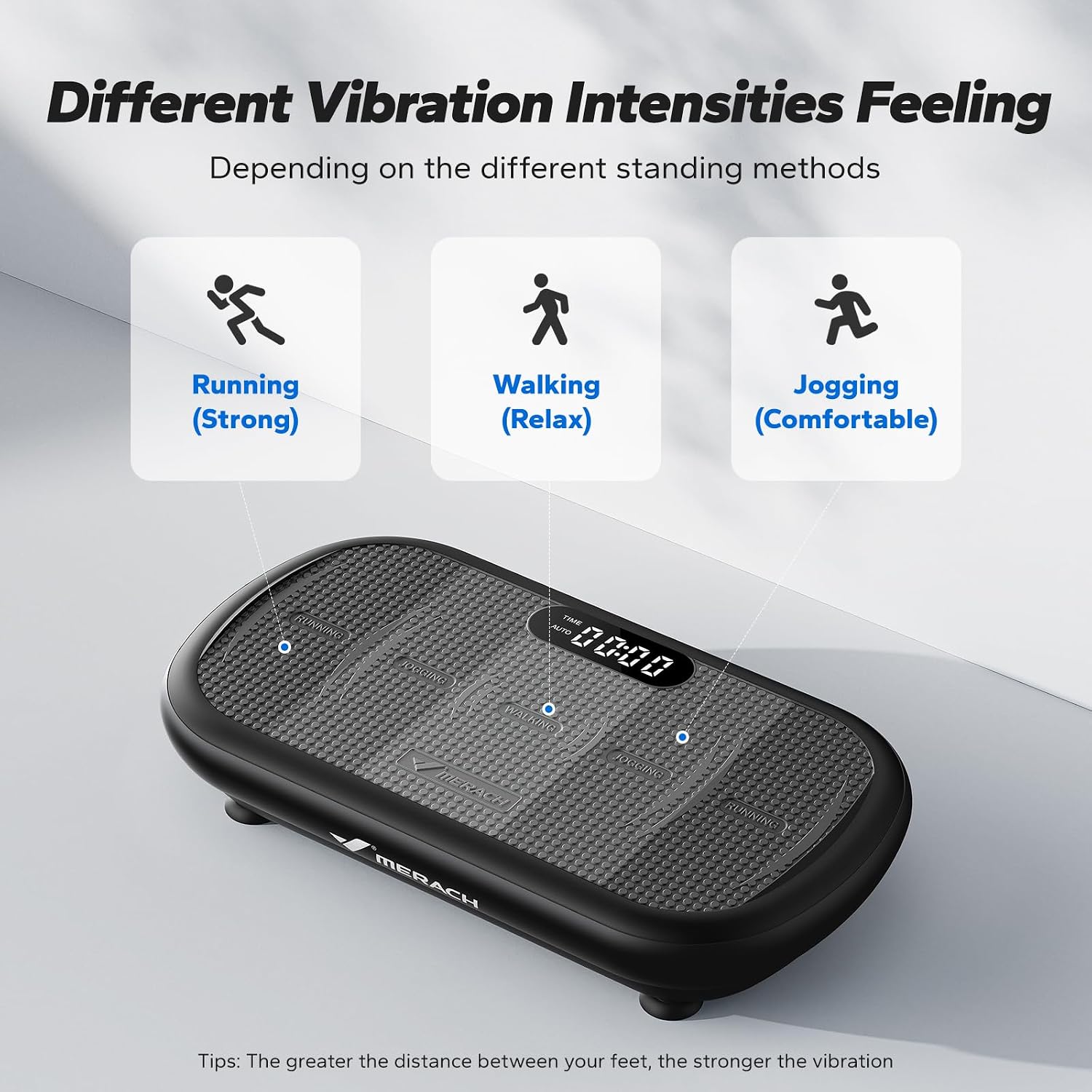 Detalle 2 de MERACH CV40 Curved Vibration Plate, 200W Motor, 13mm Amplitude, Bluetooth