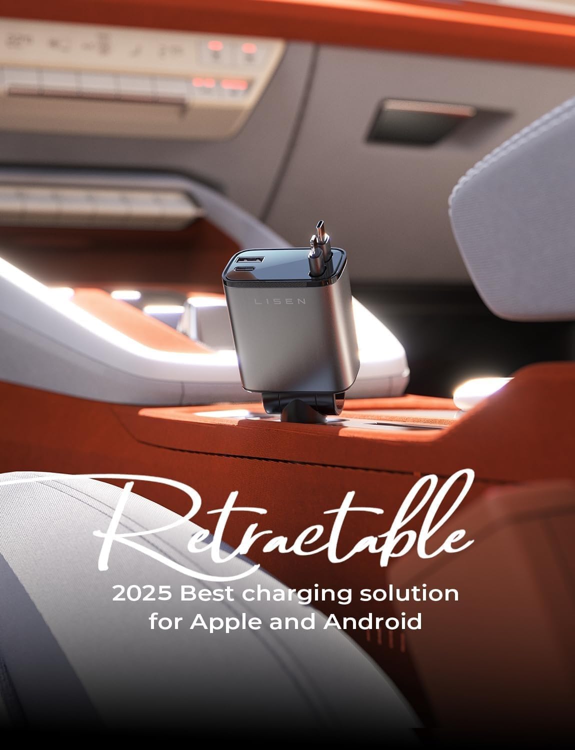 Thumbnail 2 de LISEN Retractable Car Charger: 50-Inch 4-in-1 USB-C Car Charger with 69W Power