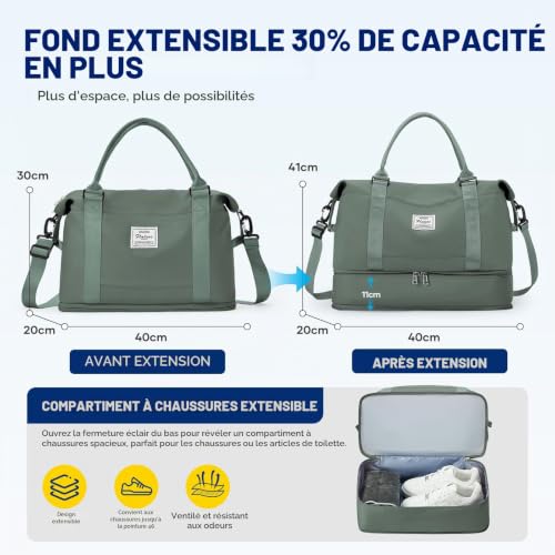 Thumbnail 3 de SEAFEW sac de voyage cabine 40 × 30 × 20 cm avec compartiment à chaussures