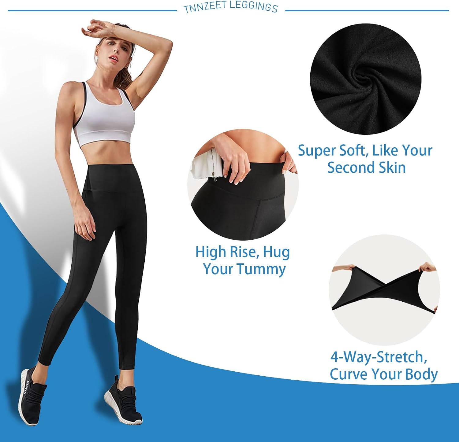 Detalle 2 de High Waisted Leggings for Women 4.5" Waistband
