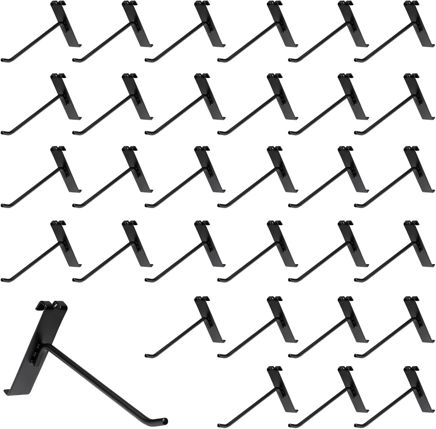 Detalle de PYBTOOL Gridwall Hooks, 6-Inch Black Metal Hooks, 40-Pack
