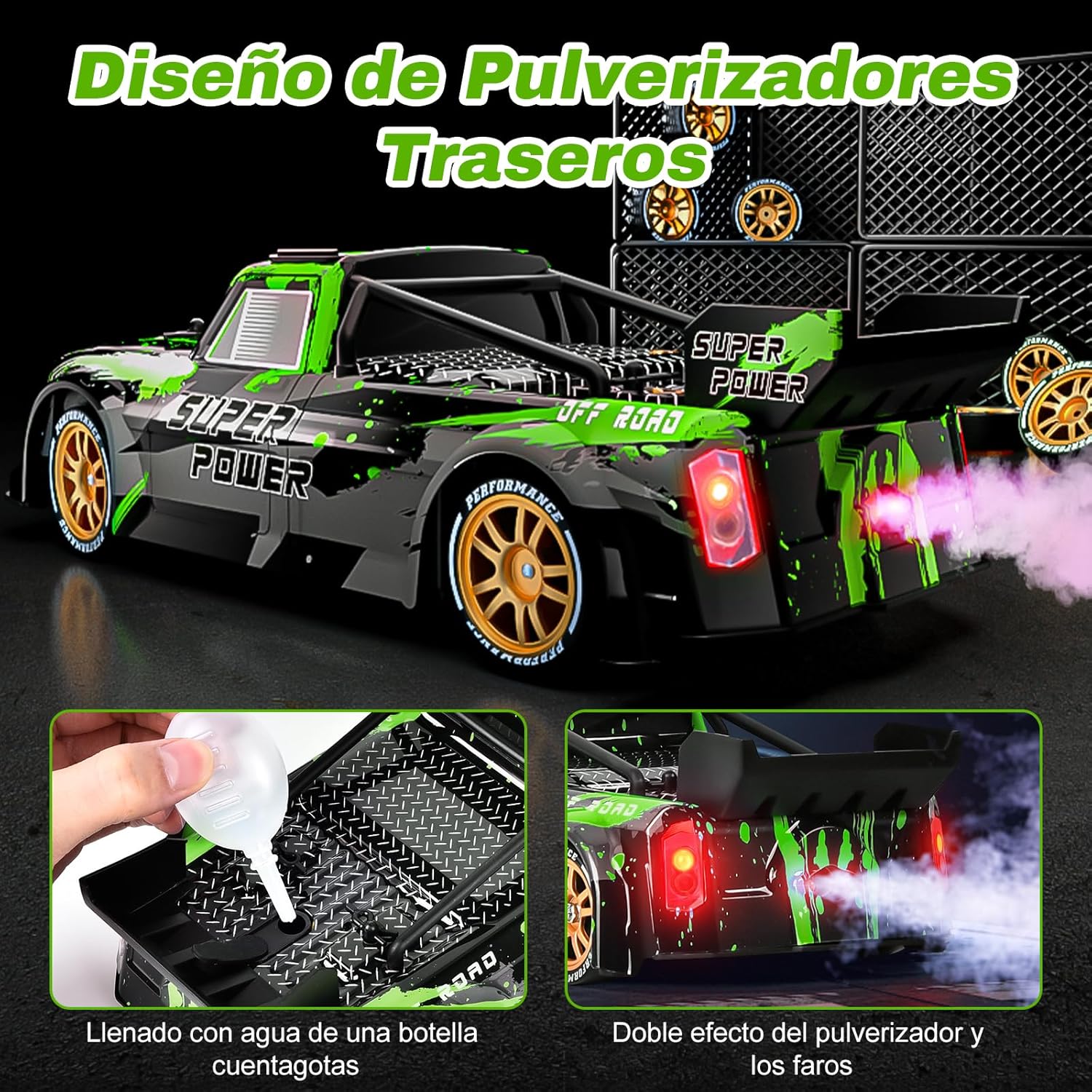 Detalle 2 de Joellfuner Coche RC Drift 1:14 4WD con Luces y Niebla