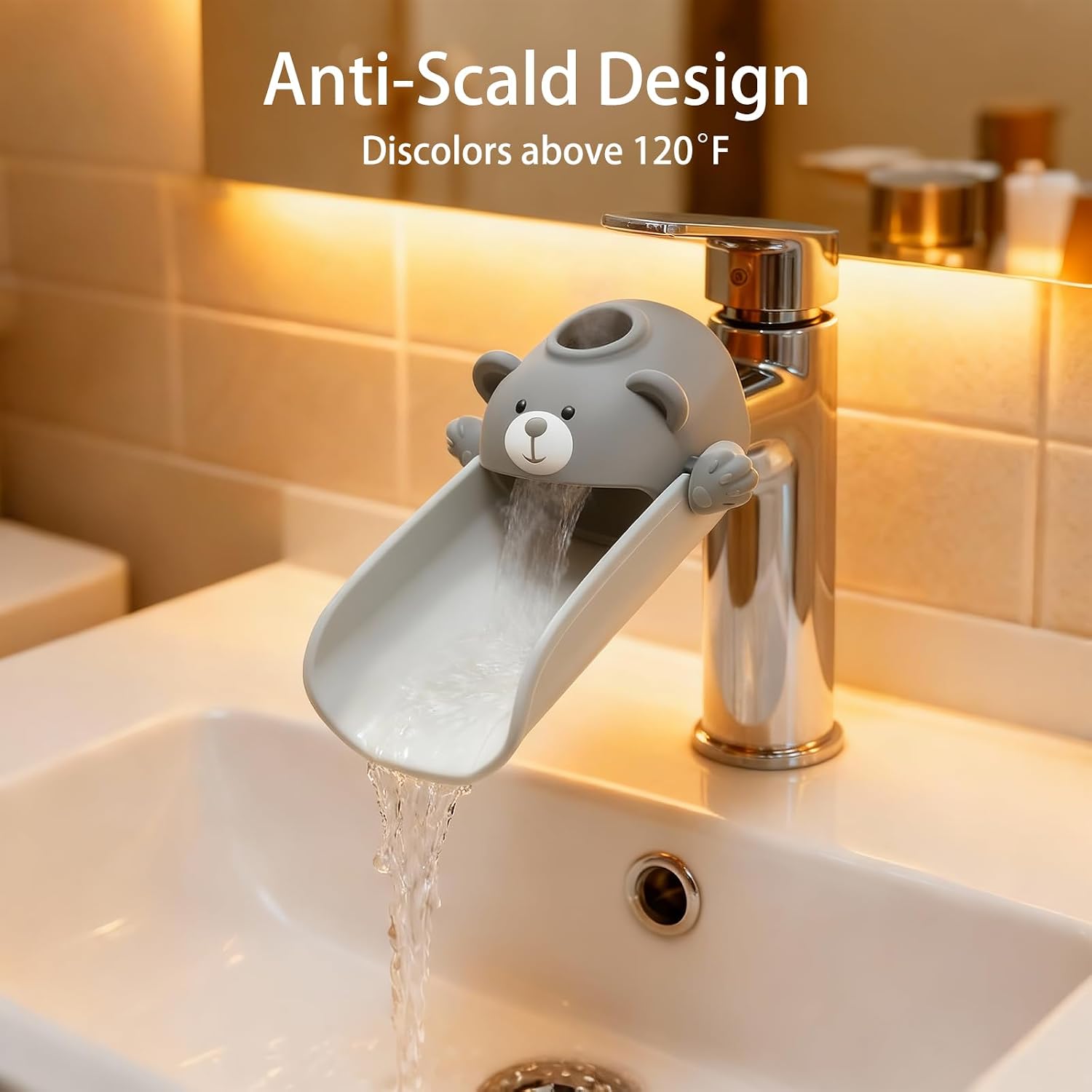 Detalle 2 de SKYROKU SLT001 Toddler Faucet Extender, Grey, U-Shaped Spout