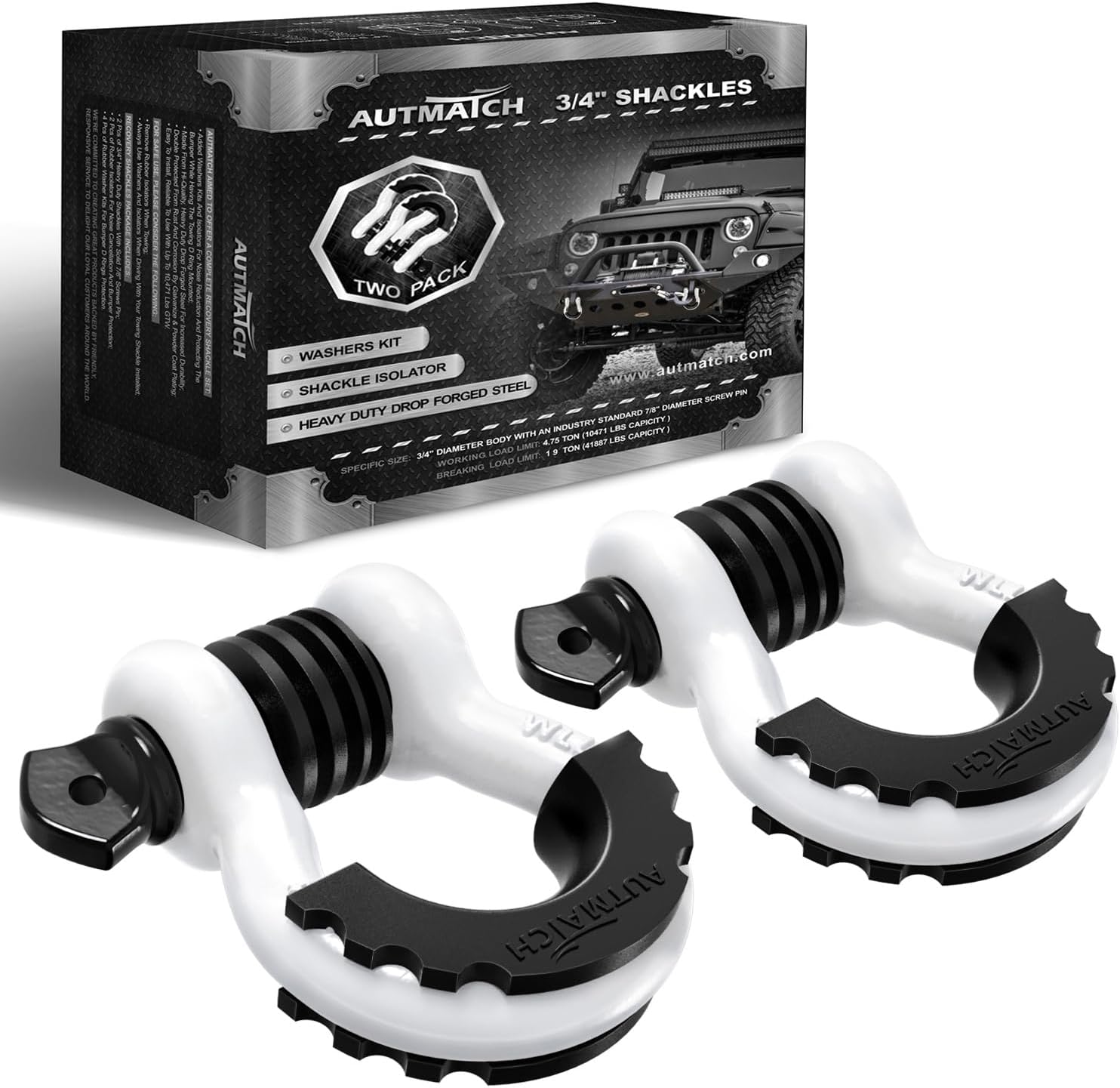 AUTMATCH D Ring Shackle 3/4" 10,471 lb