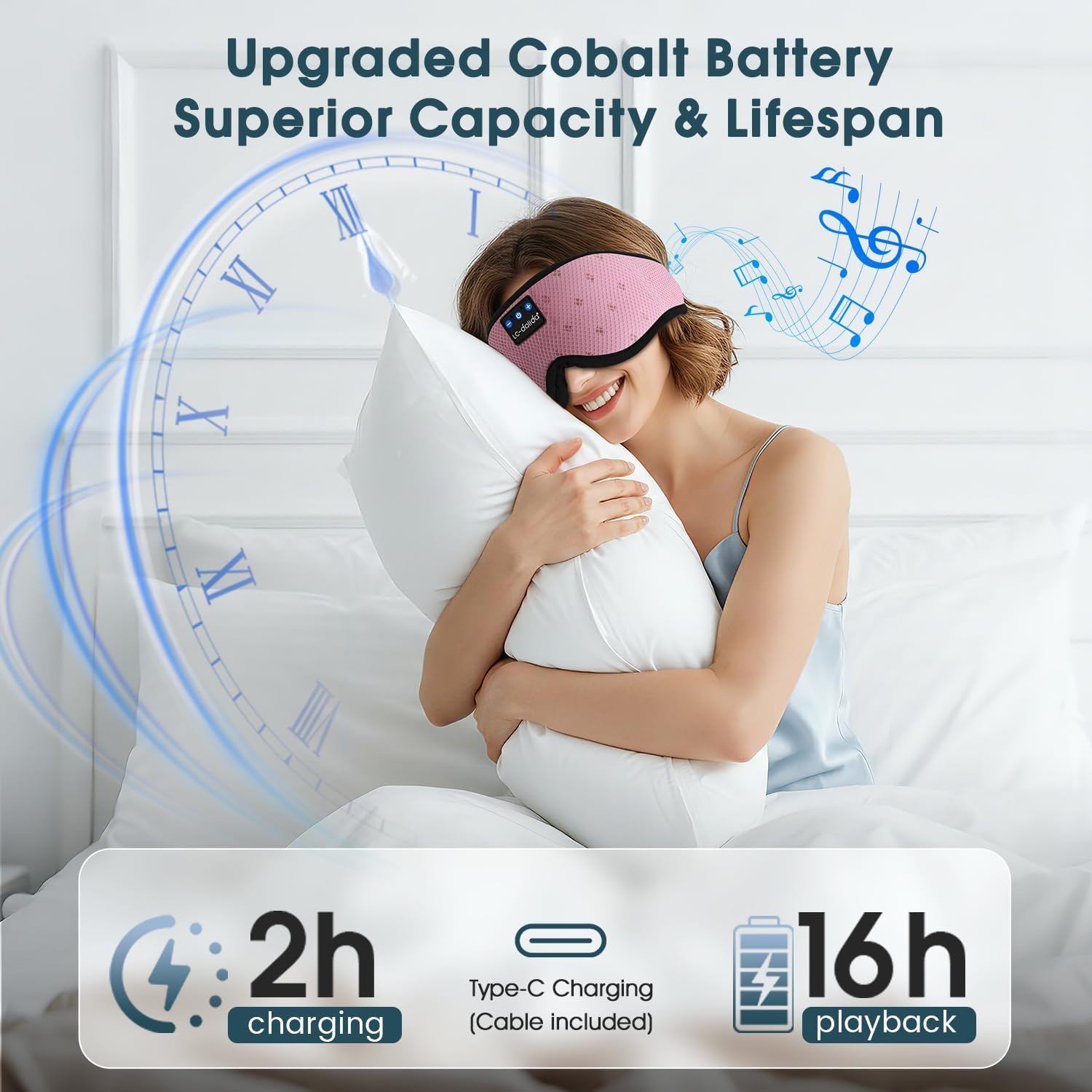 Detalle 1 de LC-dolida Schlafmaske Bluetooth V5.4 mit 15 Std.