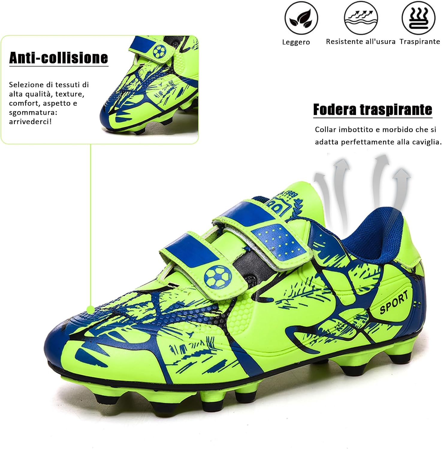 Detalle de BAODLE Scarpe da calcio ragazzi FG/AG professionali da allenamento (FG/AG, all’aperto)