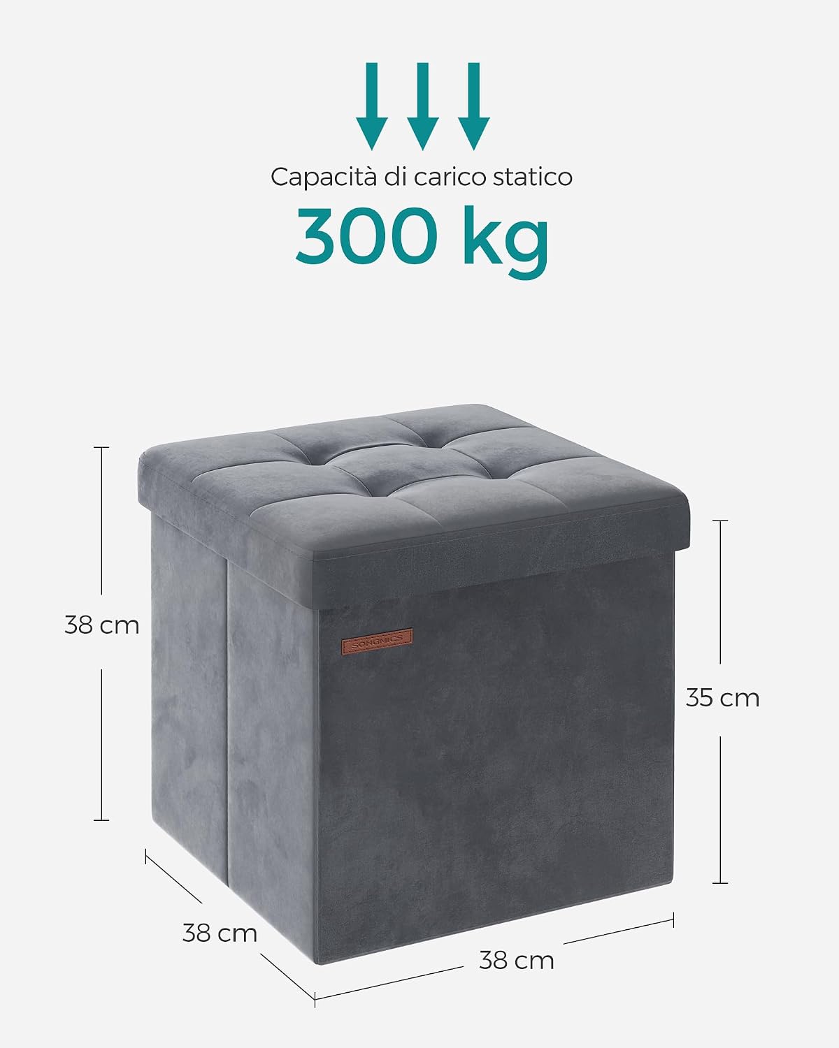 Detalle 2 de SONGMICS Pouf Pieghevole 38 x 38 cm