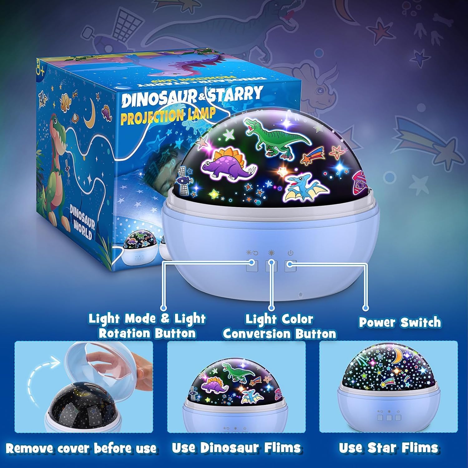 Thumbnail 5 de EUCOCO Dinosaur Night Light Projector 2-in-1