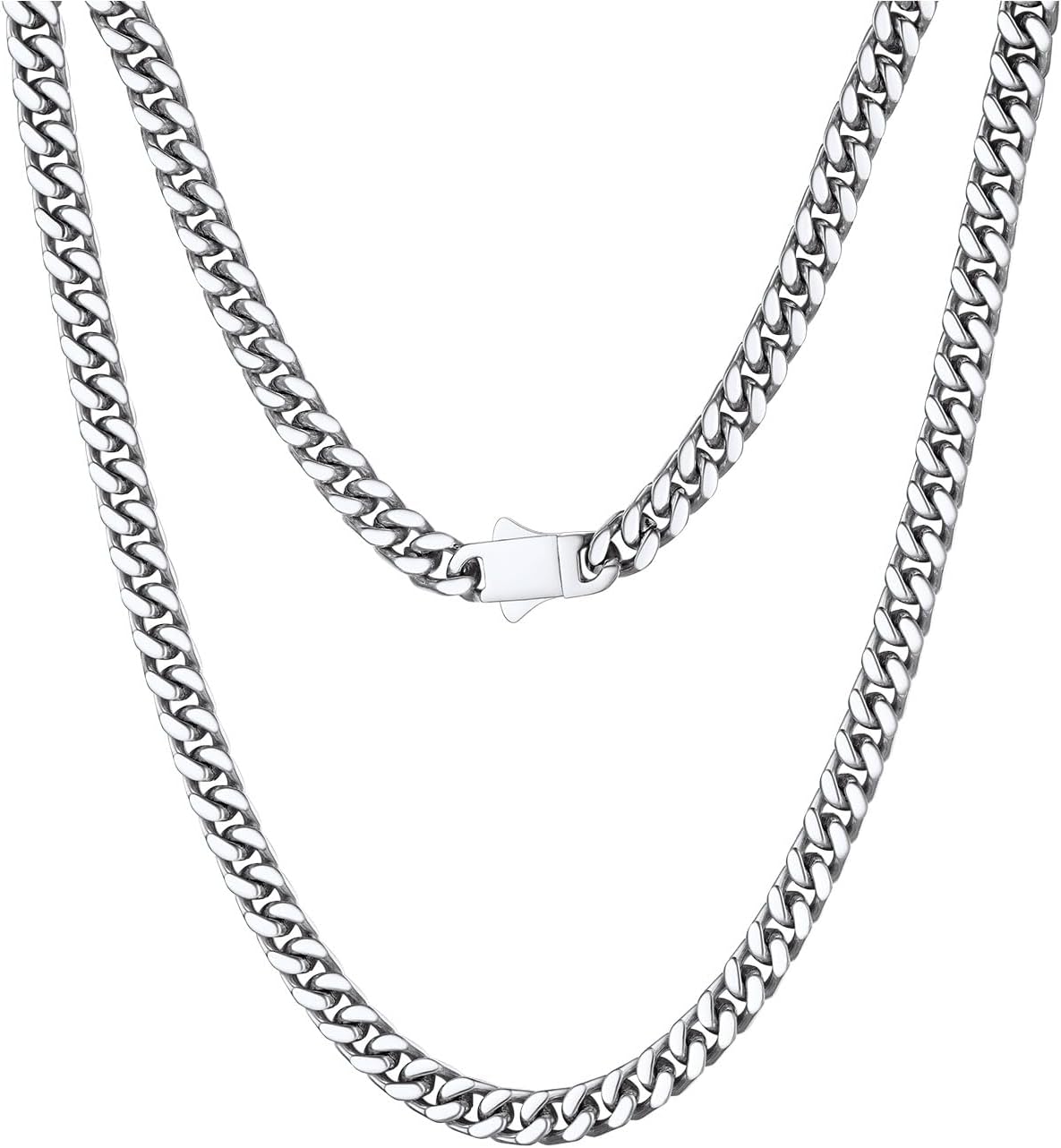 Detalle de PROSTEEL collana punk a catena cubana in acciaio inox 316L, lunghezza 45/50 cm