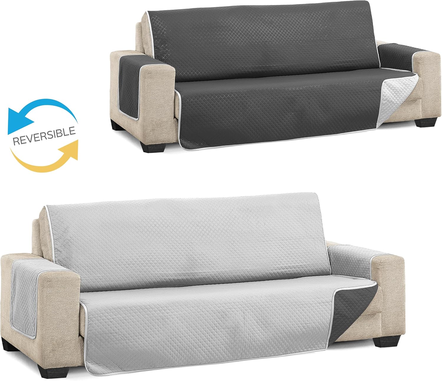 Thumbnail 3 de Martina Home Diamond Copridivano imbottito 2 Posti – Grigio/Antracite: copertura reversibile e imbottita