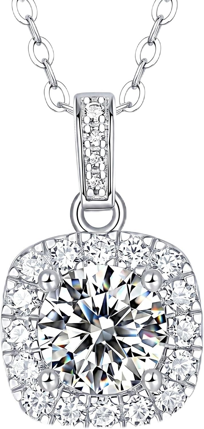 Detalle de MosDawn Moissanite Pendant Necklace, 925 Sterling Silver