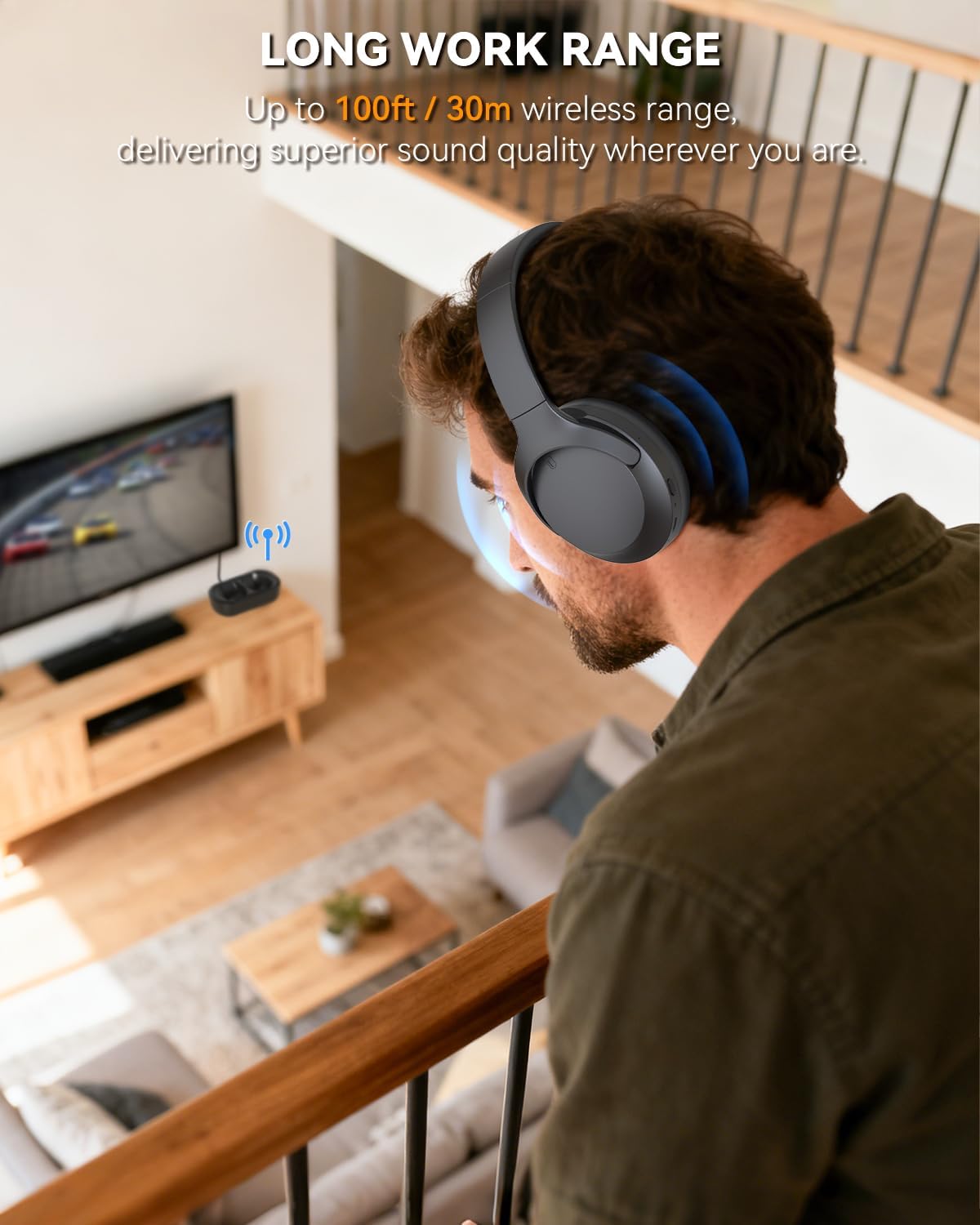 Thumbnail 4 de Monodeal Wireless Headphones for TV Watching with Charging Dock