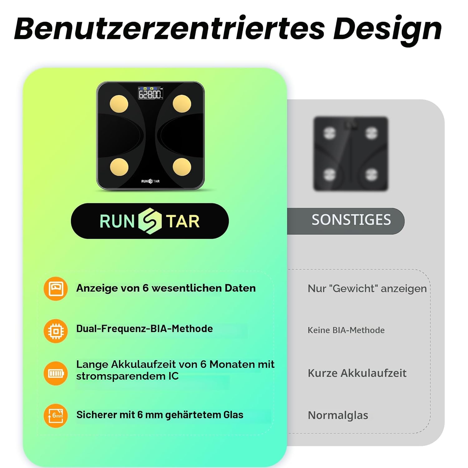 Thumbnail 4 de RunSTAR Körperfettwaage 180 kg mit großem Display