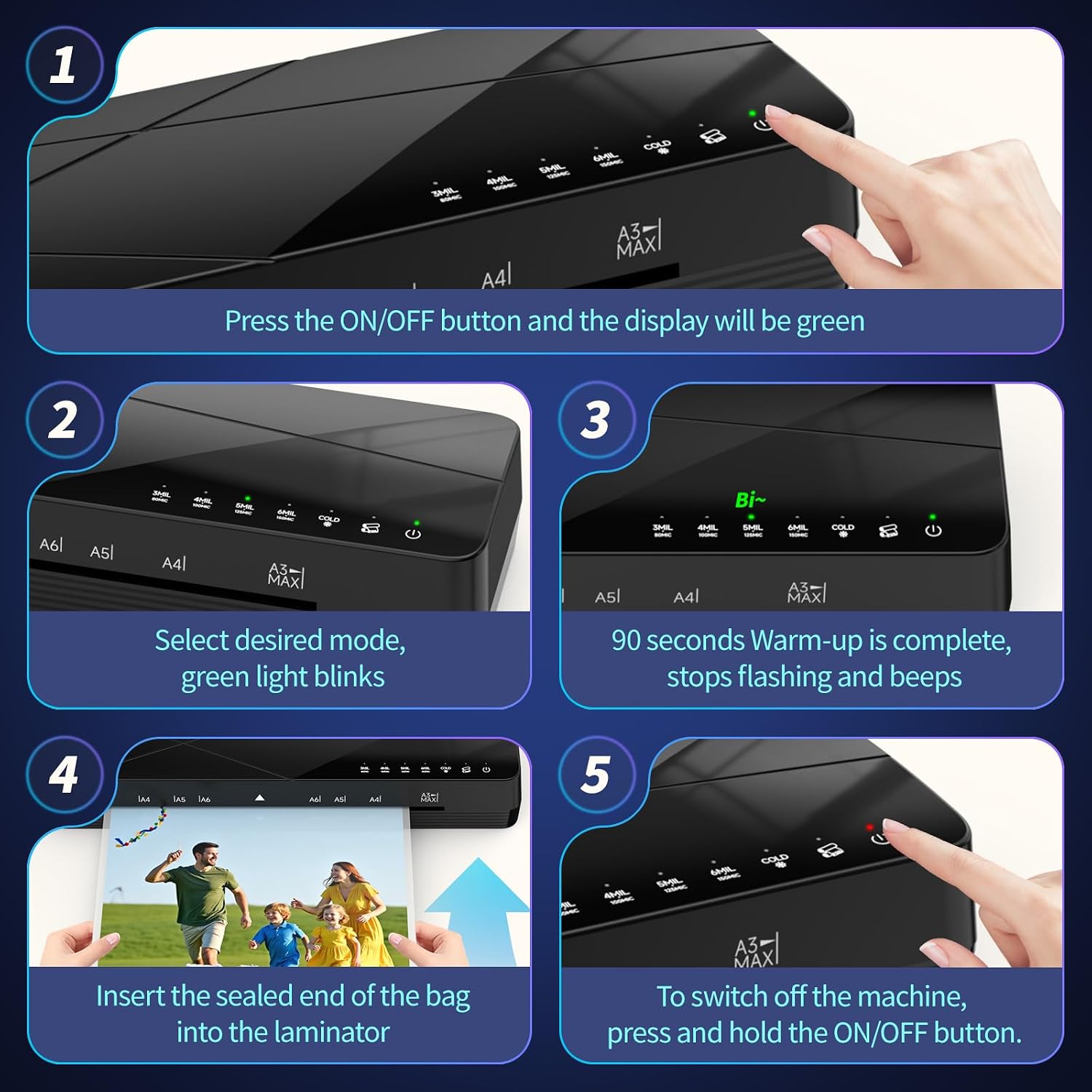 Detalle de Crenova 13-Inch Laminator with Touchscreen, Hot and Cold Modes, ABS Jam Release