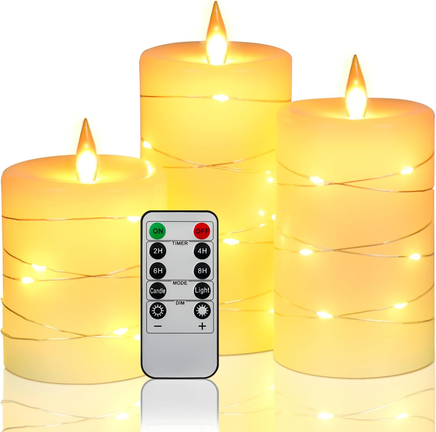 Detalle de Da by 3-Piece Flameless LED Candles 24‑Hour Timer 🕯