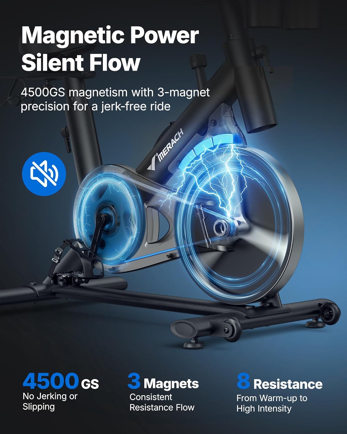 Detalle de MERACH Exercise Bike with 15.6-Inch HD Display, Magnetic Resistance, 300 lb Capacity