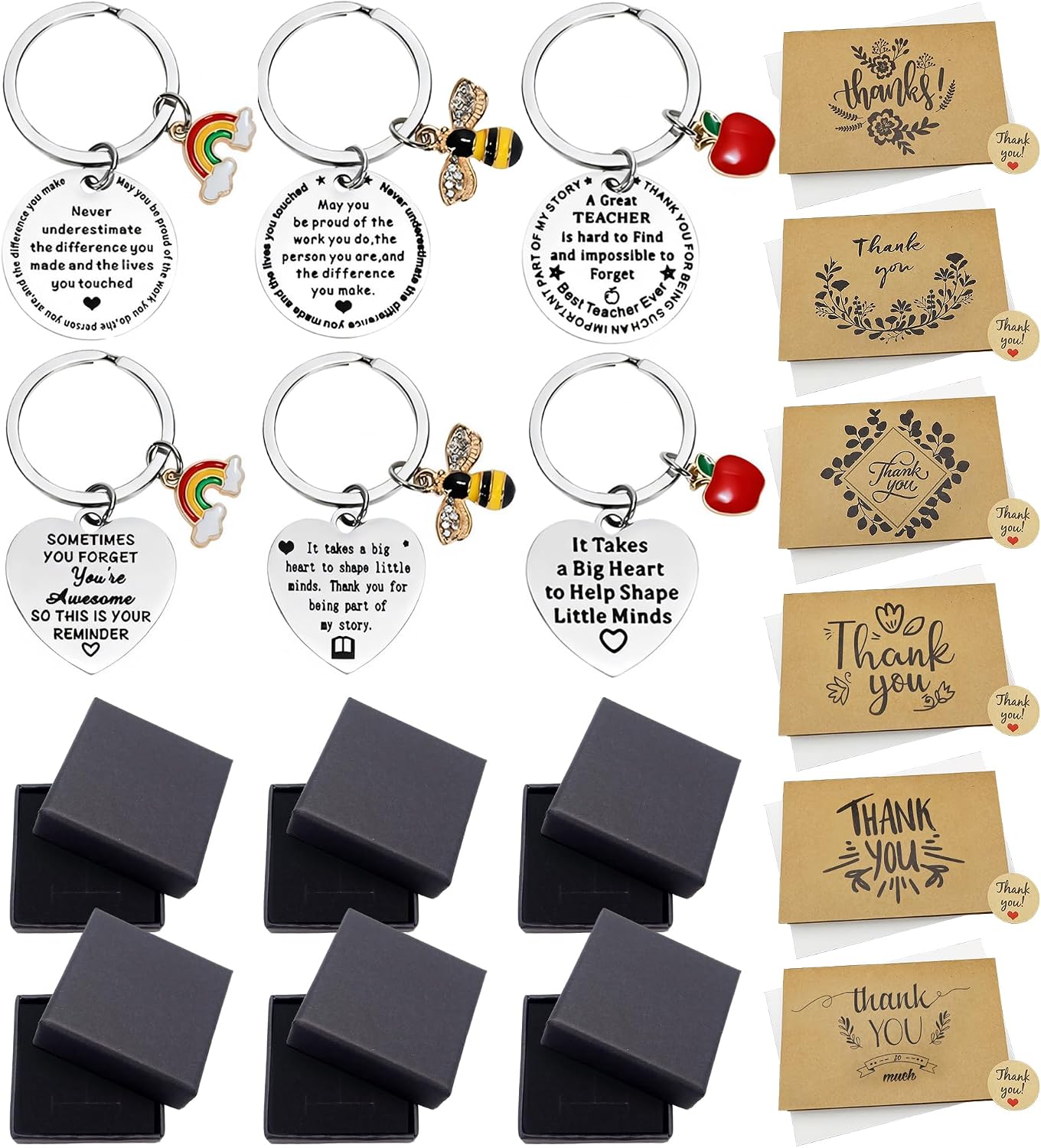 Everglit Thank You Teacher Key Ring Gifts – 6 Pack Gift Set