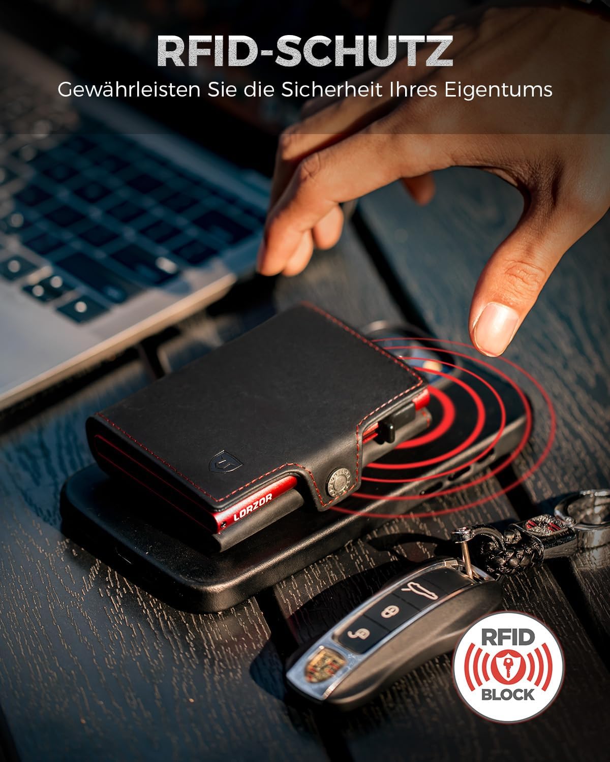 Thumbnail 4 de LORZOR Slim Wallet mit Münzfach – RFID Blocker 10 Karten