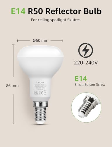 Thumbnail 4 de Lepro R50 E14 LED Light Bulb, Warm White 2700K – Pack of 5