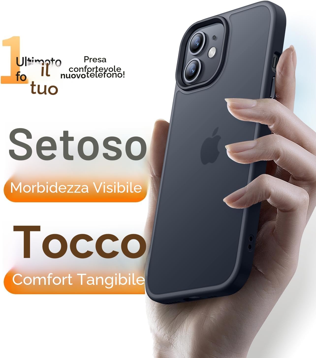 Detalle de CANSHN Cover Opaca per iPhone 11 con Bordi Quadrati – Custodia sottile antiurto, trasparente opaca nera