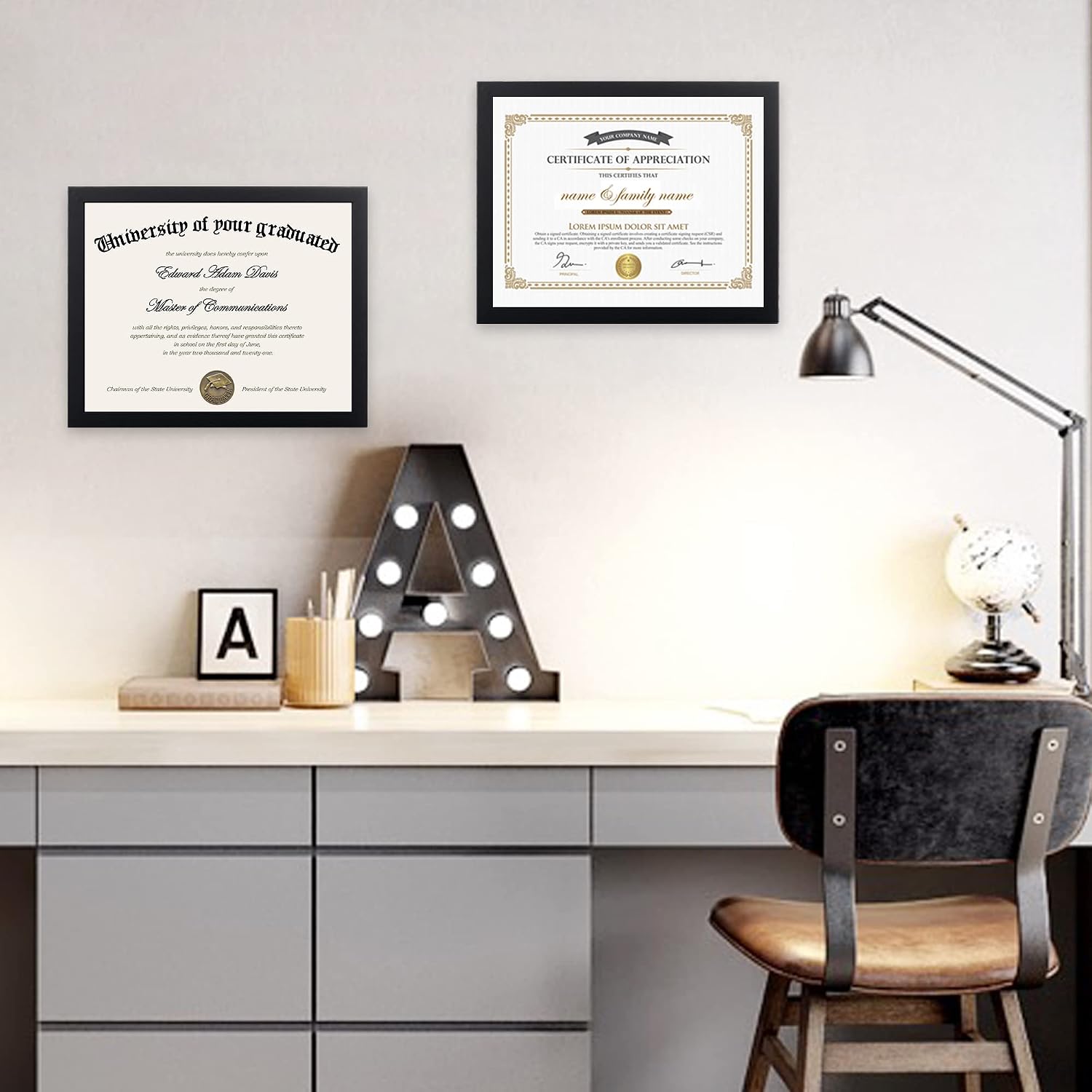 Detalle 2 de upsimples 8.5 x 11 in wall picture frame (black) — supports 6 x 8 with mat or 8.5 x 11 without mat, 1-pack