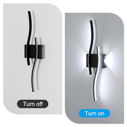 Detalle de Comely Aplique Pared Interior LED 20 W | 2250 lm, Negro | Luz Blanca Fría 6500K, 60 cm