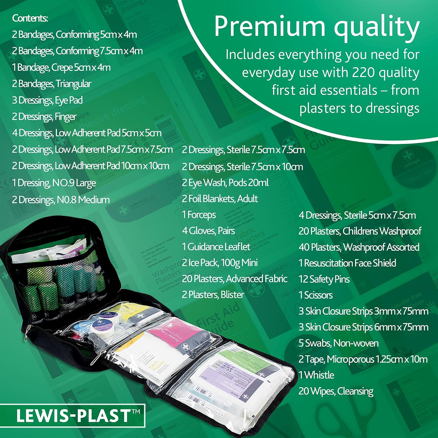 Thumbnail 5 de First Aid Kit Bag 220-Piece Survival Kit (Large) for Travel, Car, Home & Outdoor Use