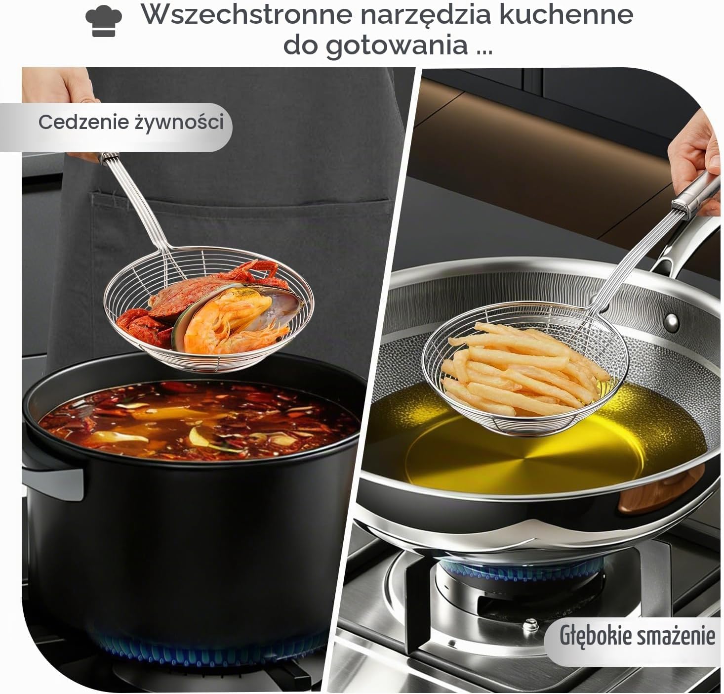 Detalle de Dehov SY-XL – zestaw sitek kuchennych ze stali nierdzewnej, pająk 14 cm