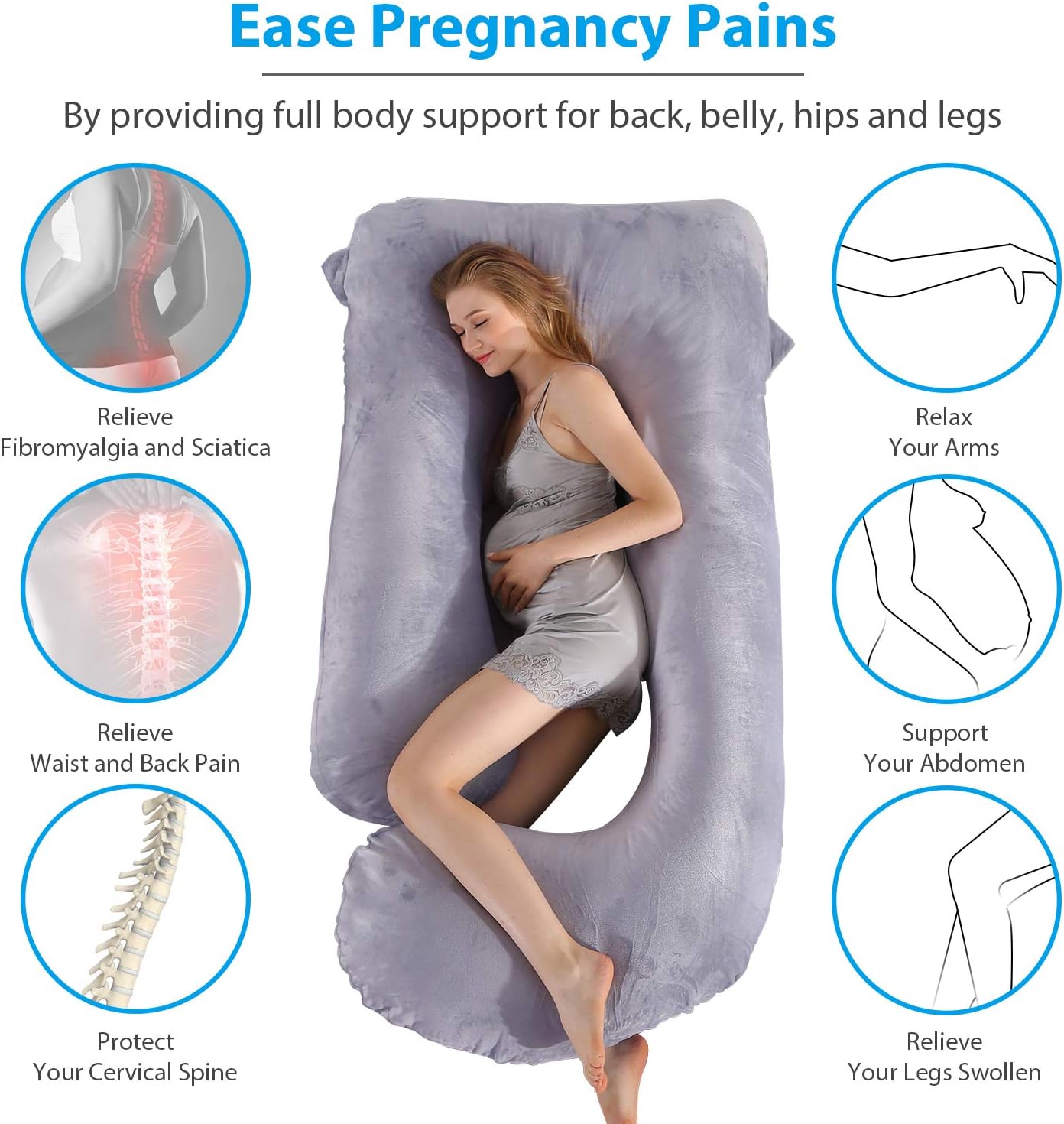 Detalle de Victostar V-Pillow-DG 57-Inch U-Shaped Pregnancy Pillow with Removable Cover