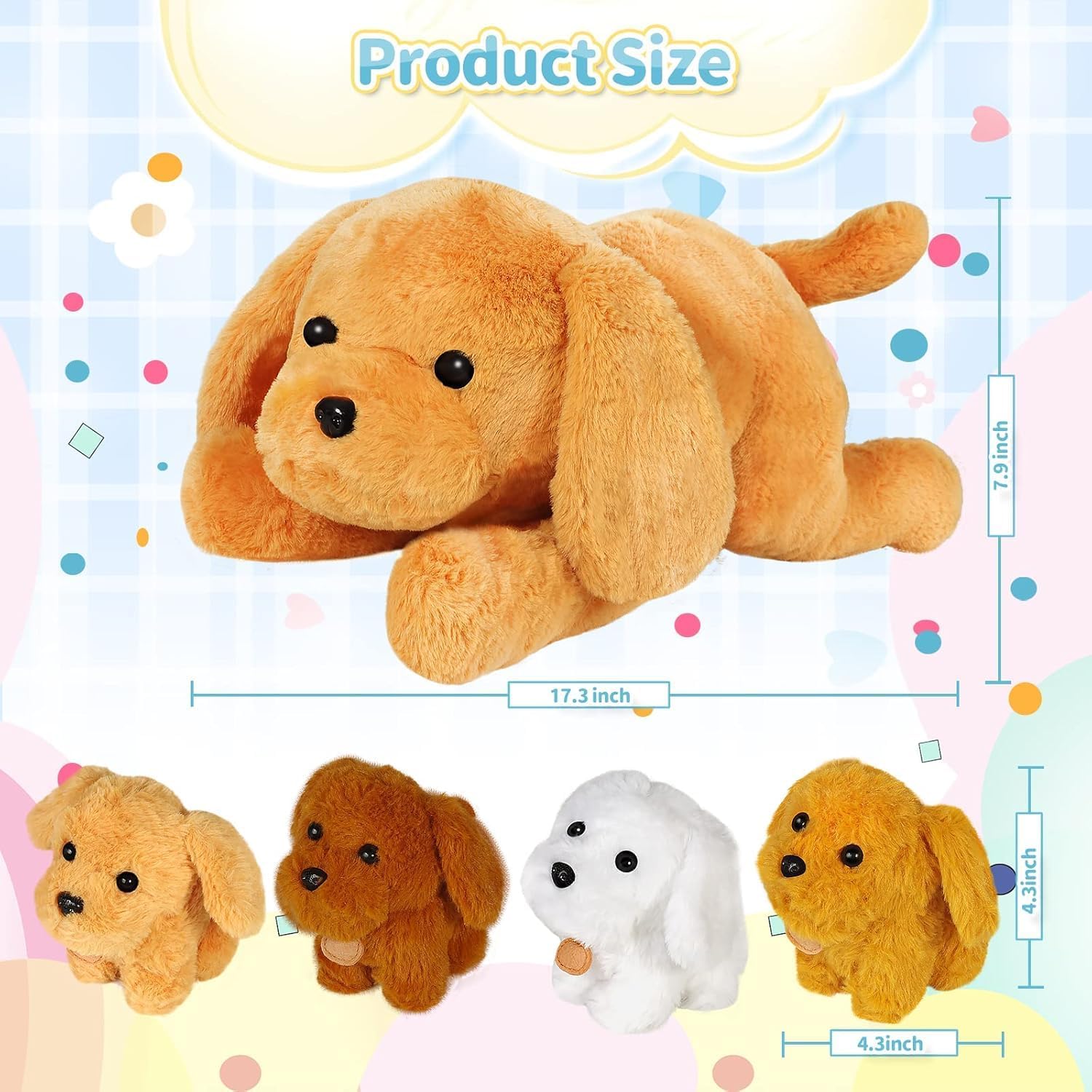 Detalle de KMUYSL Mommy Dog with 4 Baby Puppies Plush Toy Set