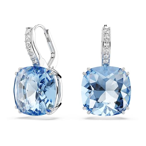 Detalle de Swarovski Millenia Pendientes Colgantes Talla Cojín en Azul con Baño de Rodio