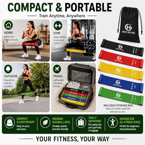 Detalle 2 de HCT STYLE Elastici Fitness: Bande Elastiche 5 Livelli in Lattice Naturale