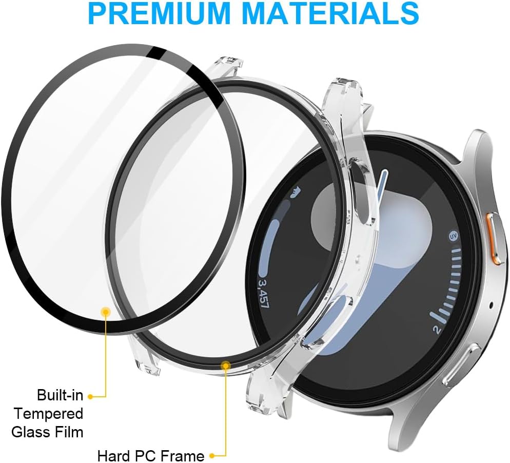 Thumbnail 2 de OFFCUP Case with Screen Protector for Samsung Galaxy Watch 7 40mm (2 Pack) – Black & Transparent