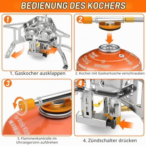 Thumbnail 4 de Awroutdoor Gas Campingkocher 5800W – kompakt, zuverlässig, piezozündung