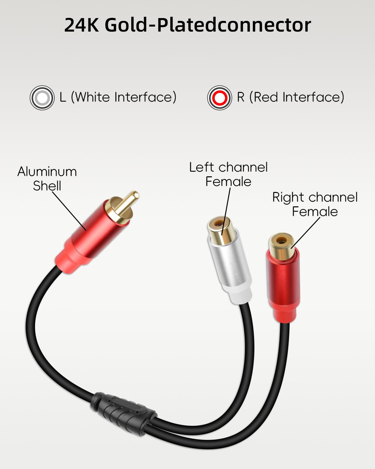 Thumbnail 2 de RIIEYOCA RCA Y-Splitter Short Audio Extension Cable (male to 2x RCA female)