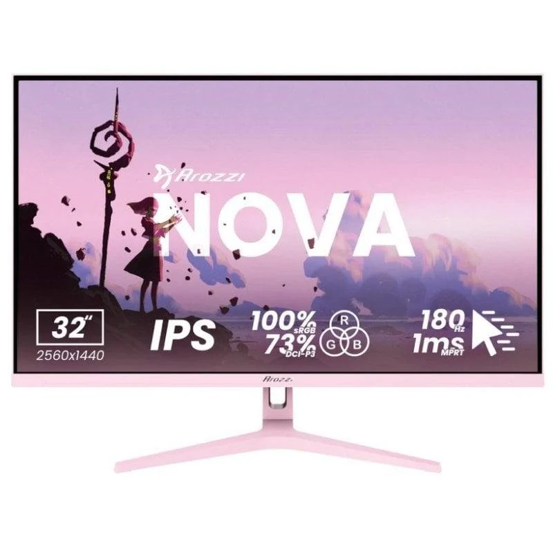Detalle de Monitor Arozzi Nova 32" QHD 180Hz IPS con Altavoces Integrados Rosa