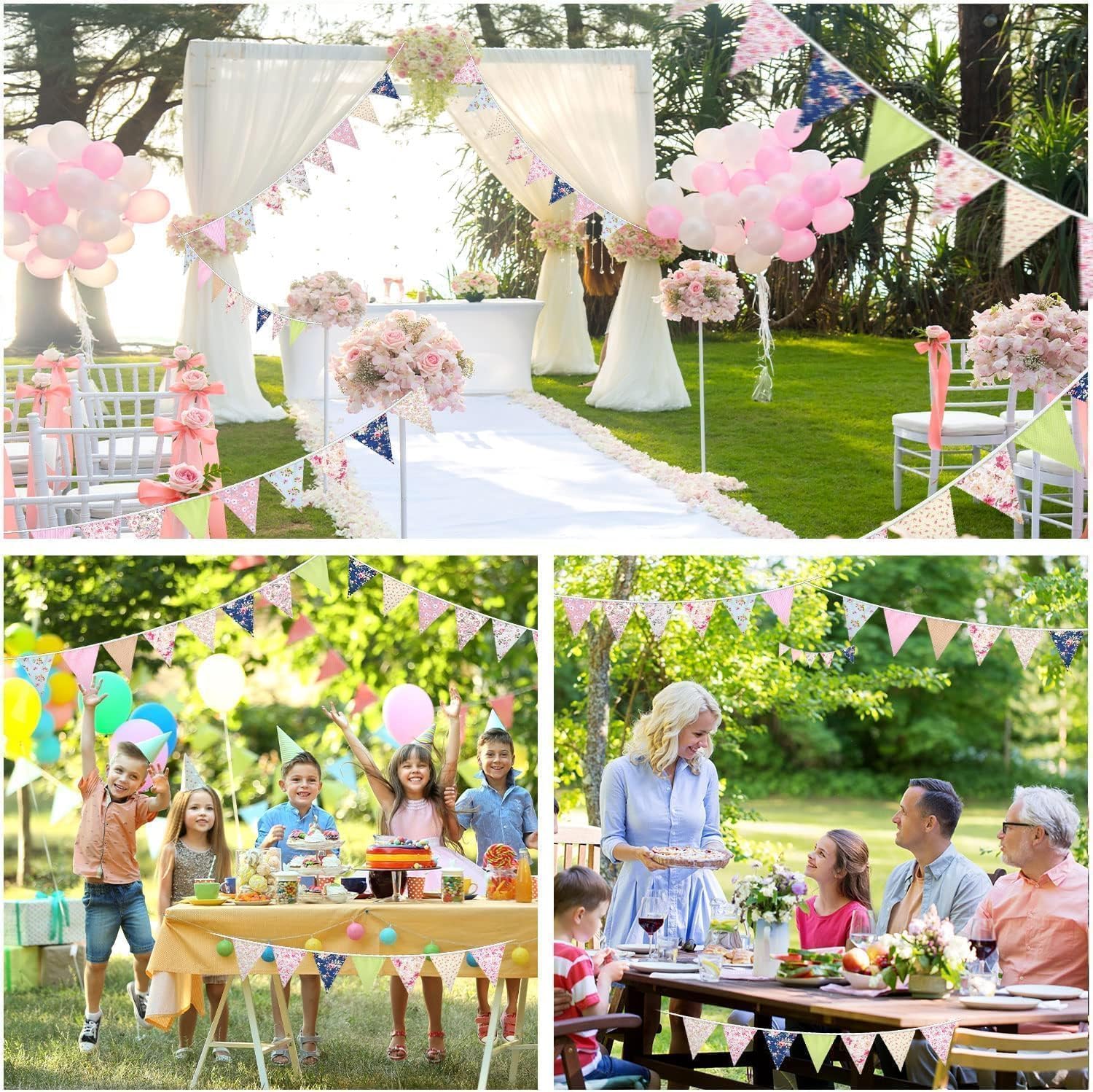 Thumbnail 6 de Alintor 45.9ft Fabric Bunting 12m 46pcs