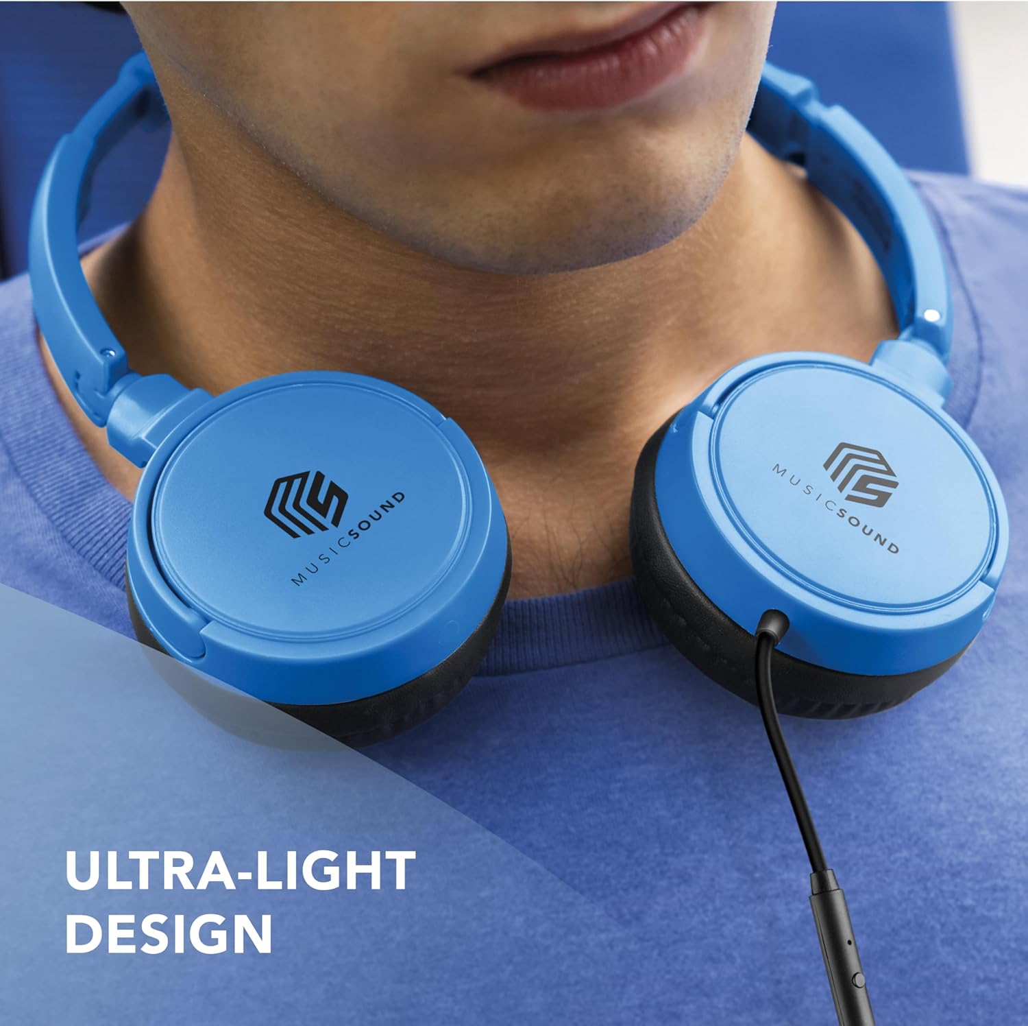 Thumbnail 5 de Music Sound Bügelkopfhörer mit Kabel (Over Ear) – faltbar, 1,2 m Anti-Tangle & Mikrofon, 3,5-mm Klinke in Blau