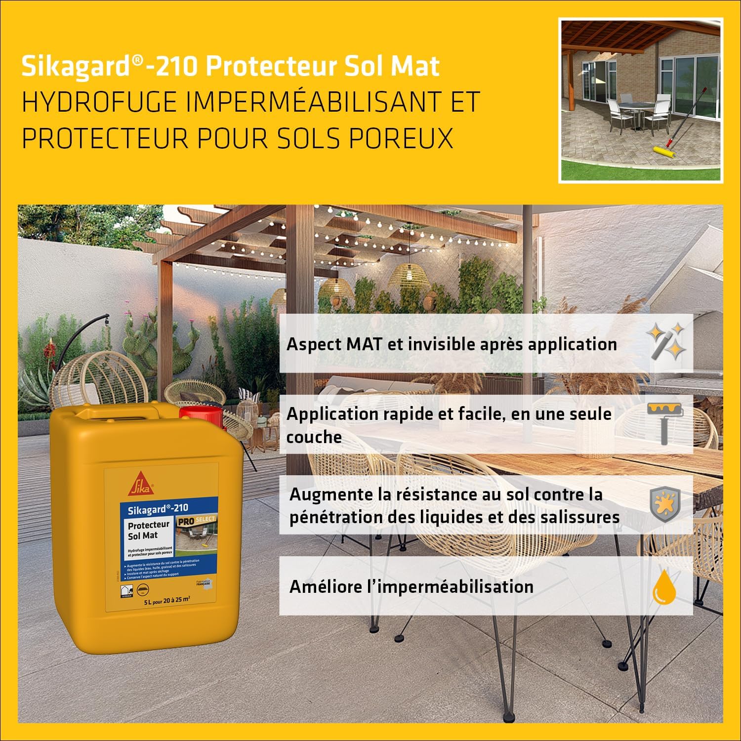 Thumbnail 3 de Sika Hydrofuge Imperméabilisant Sikagard 210 Protecteur Sol Mat Incolore – 5 L