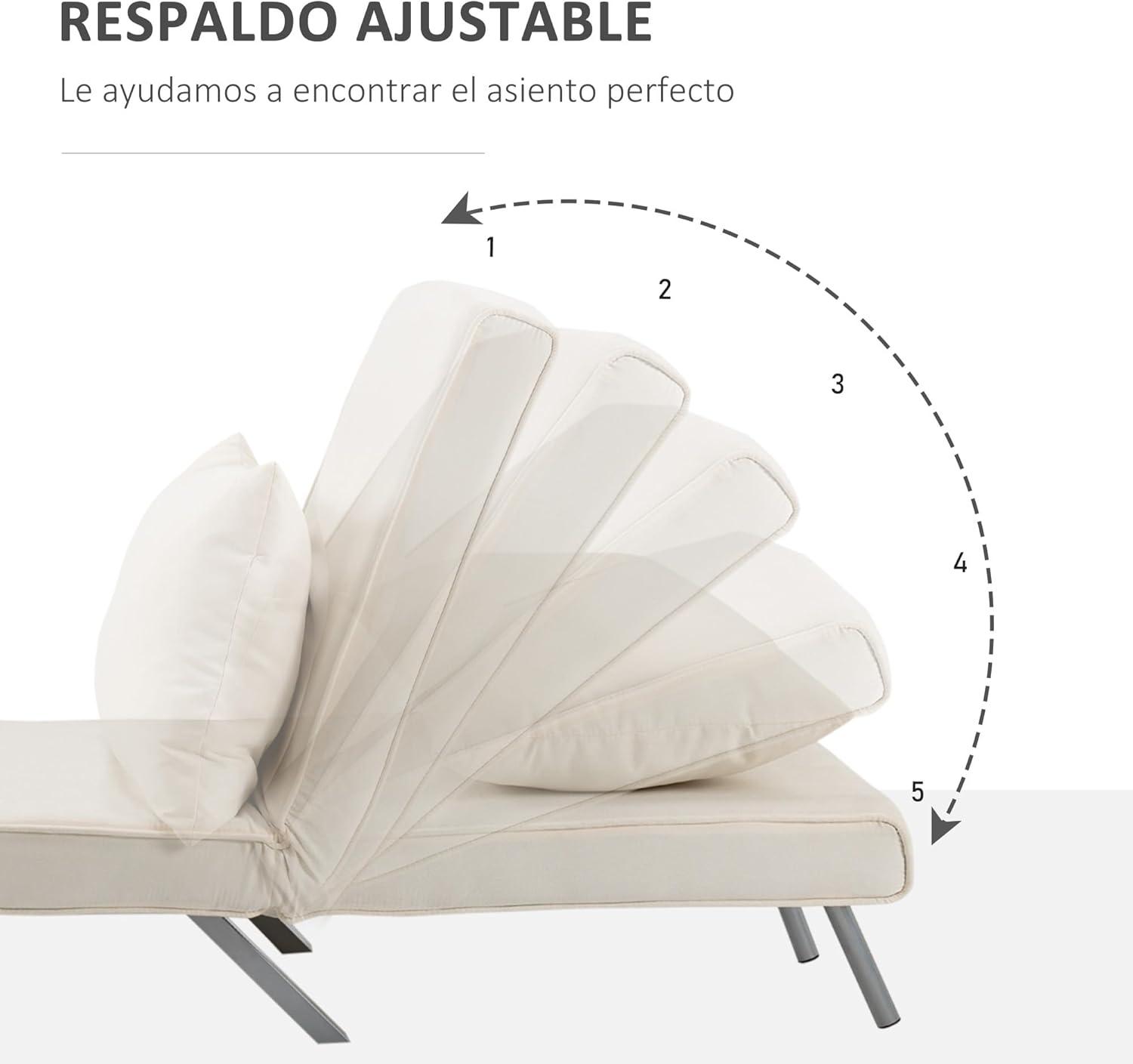 Thumbnail 3 de HOMCOM Sofá Cama 1 Plaza 2 en 1 crema