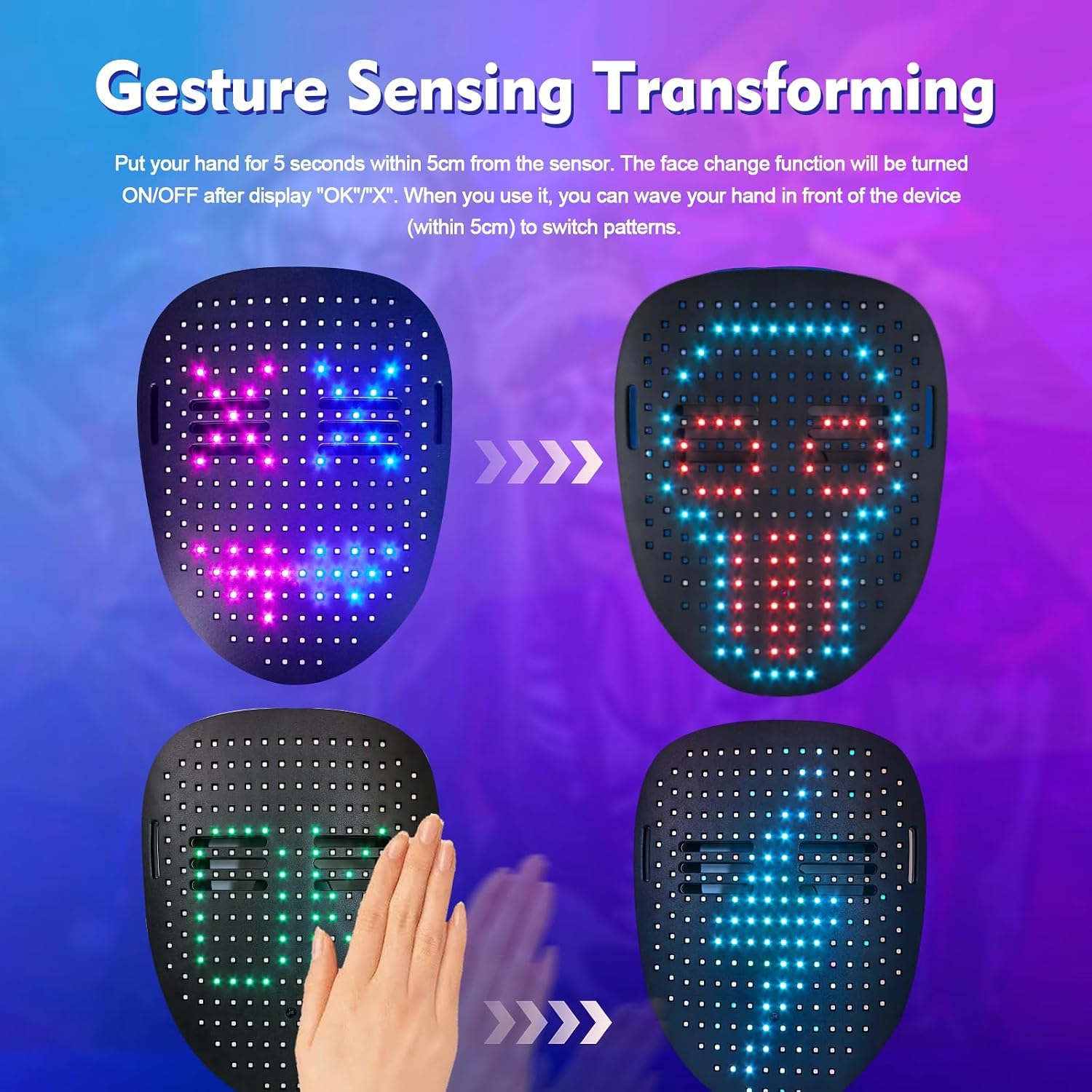 Detalle 2 de LED Light-Up Mask, USB-C Rechargeable