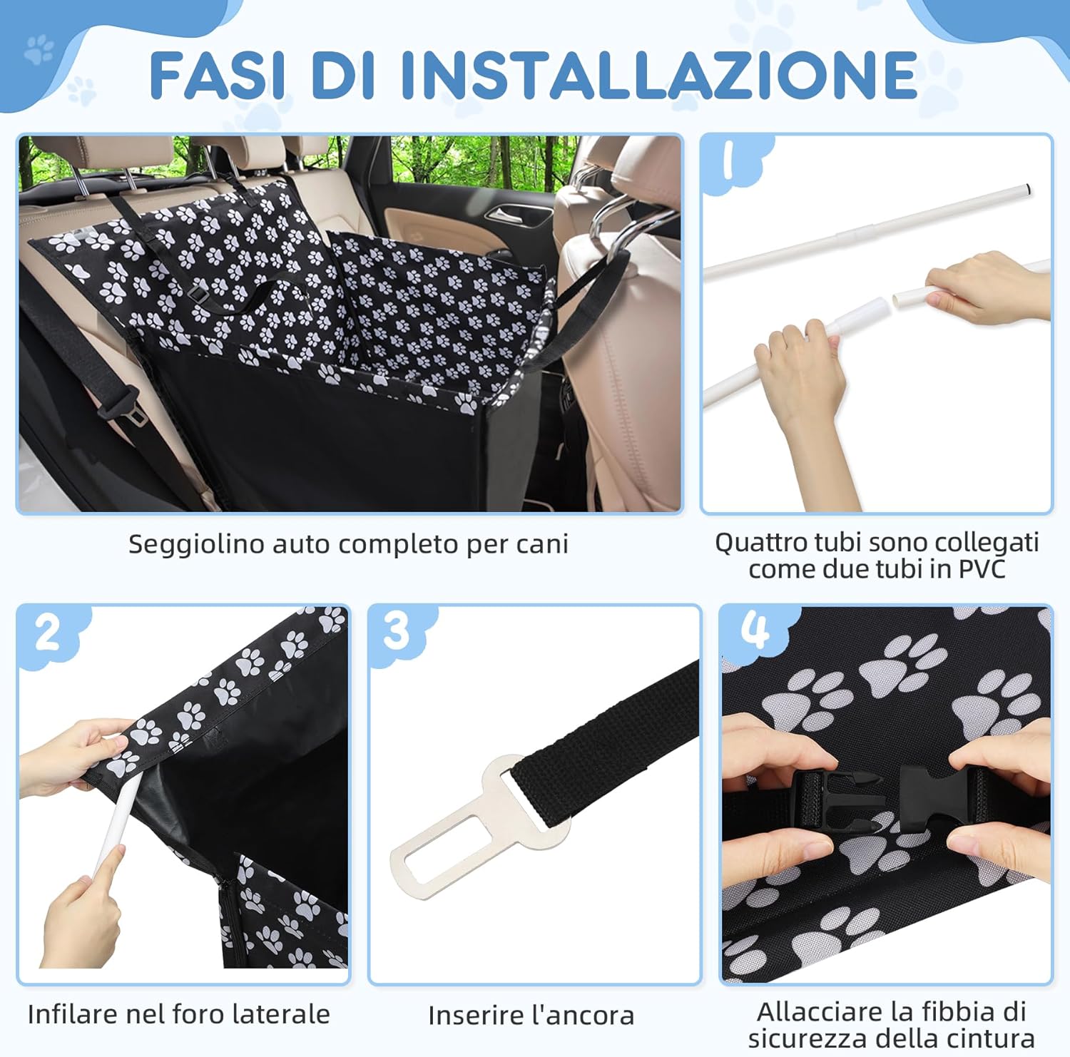 Thumbnail 5 de Seggiolino Auto Cane 3 in 1 Rialzato e Pieghevole 68x57x33 cm – Trasportino Impermeabile