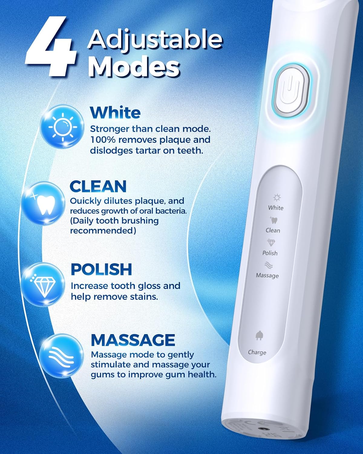 Thumbnail 5 de TEETHEORY GEHP199AW-PT Rotating Electric Toothbrush, 8 Heads, 4 Modes