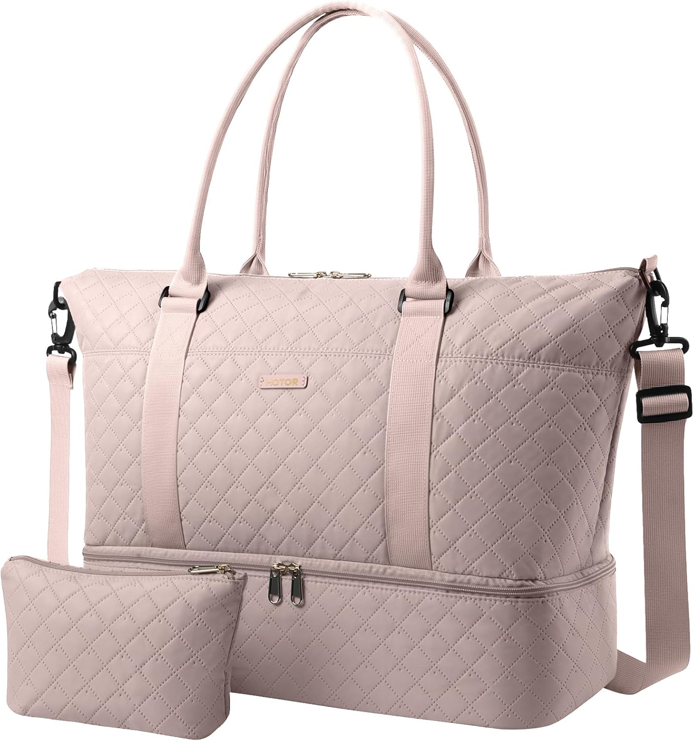 Detalle de HOTOR Women’s Lightweight Travel Holdall Bag with Shoe Compartment & Toiletry Pouch (Pink) – 34 x 45 x 20 cm