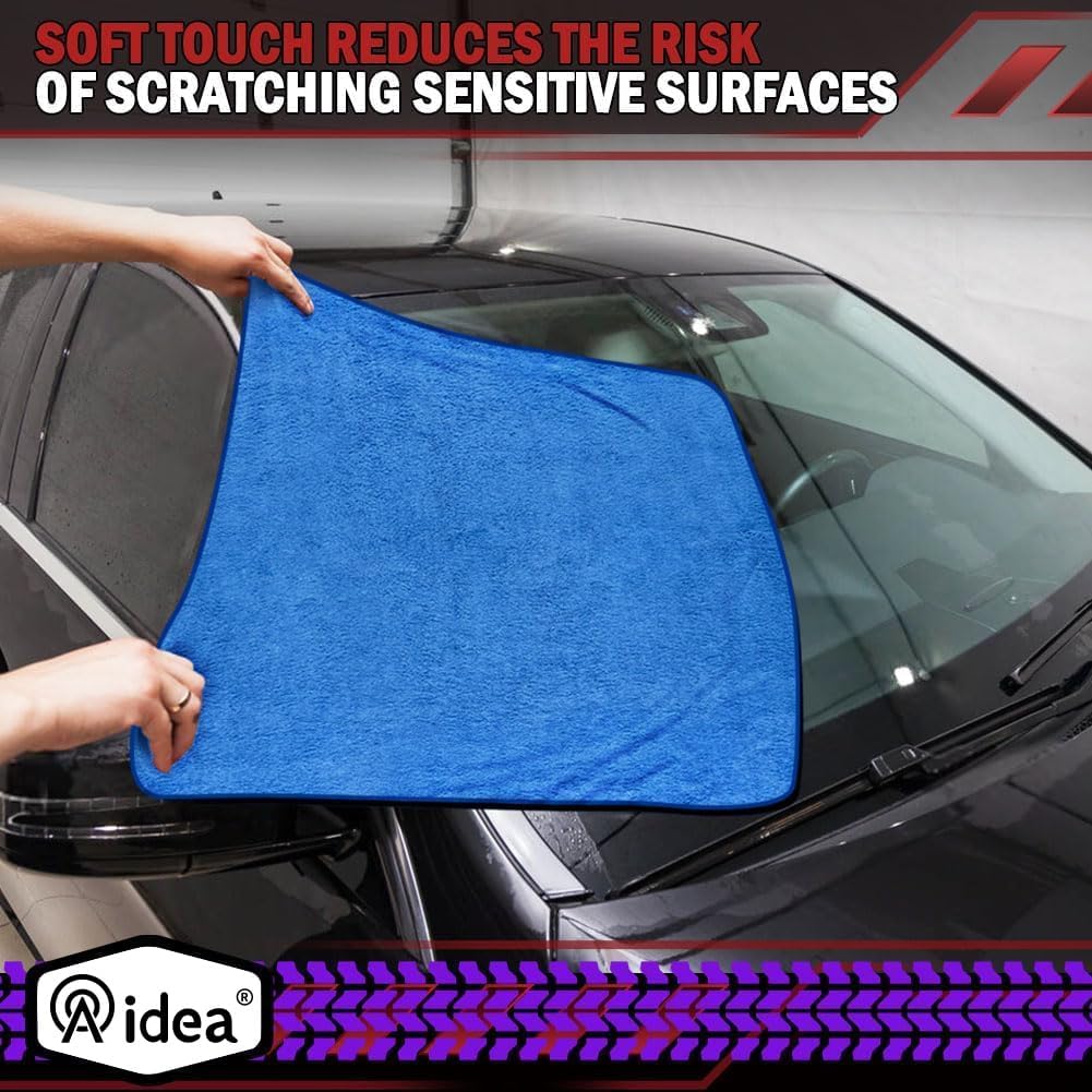 Thumbnail 4 de AIDEA Microfiber Towels for Cars – 2-Pack (Large Drying Towel, 24x31in, Blue)