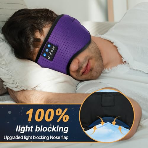 Detalle de LC-dolida Bluetooth Sleep Mask Headphones: Total Blackout for Travel & Nap