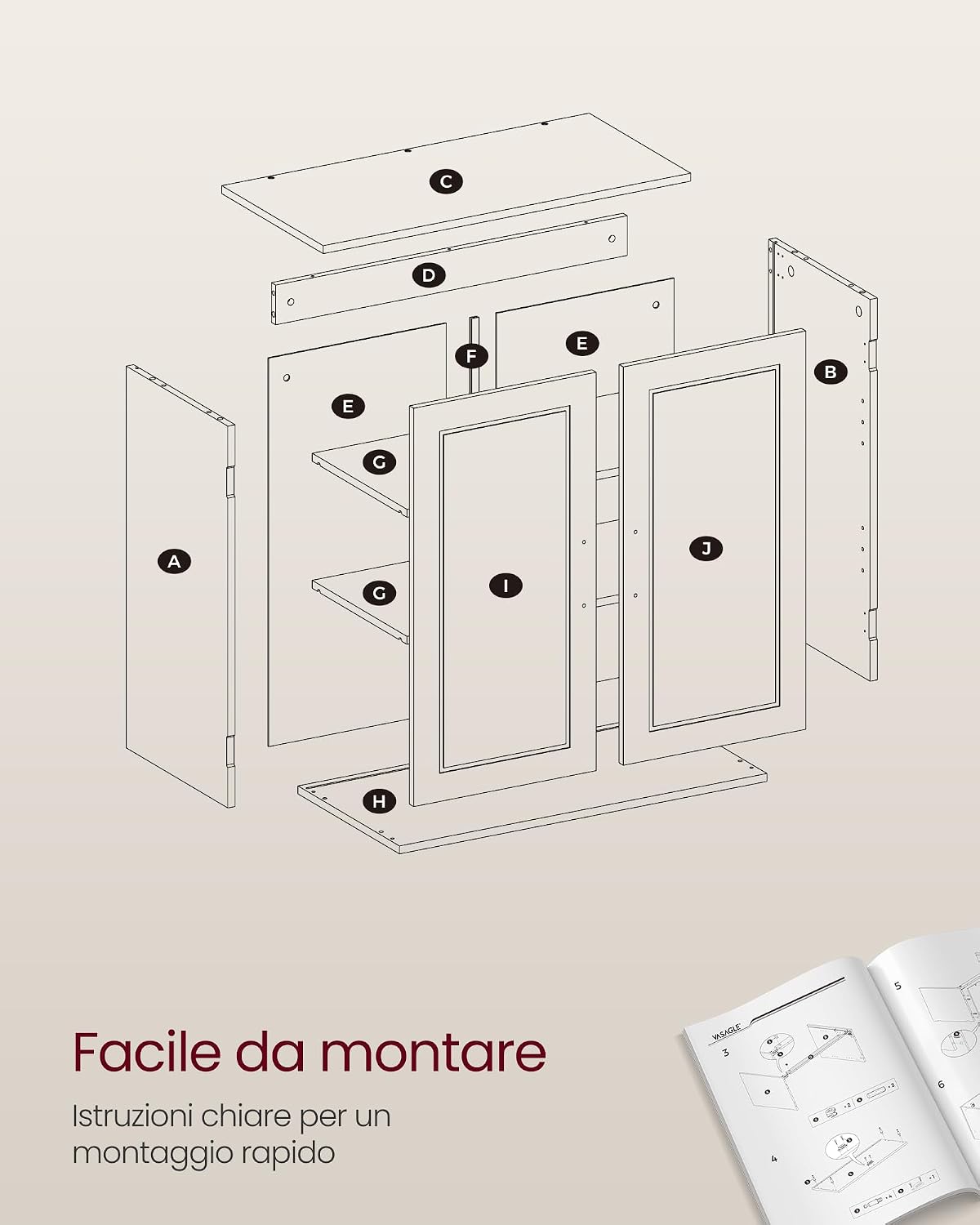 Thumbnail 6 de VASAGLE BBC321W01: armadietto pensile da bagno sospeso bianco nuvola 30 x 60 x 60 cm con ripiani regolabili