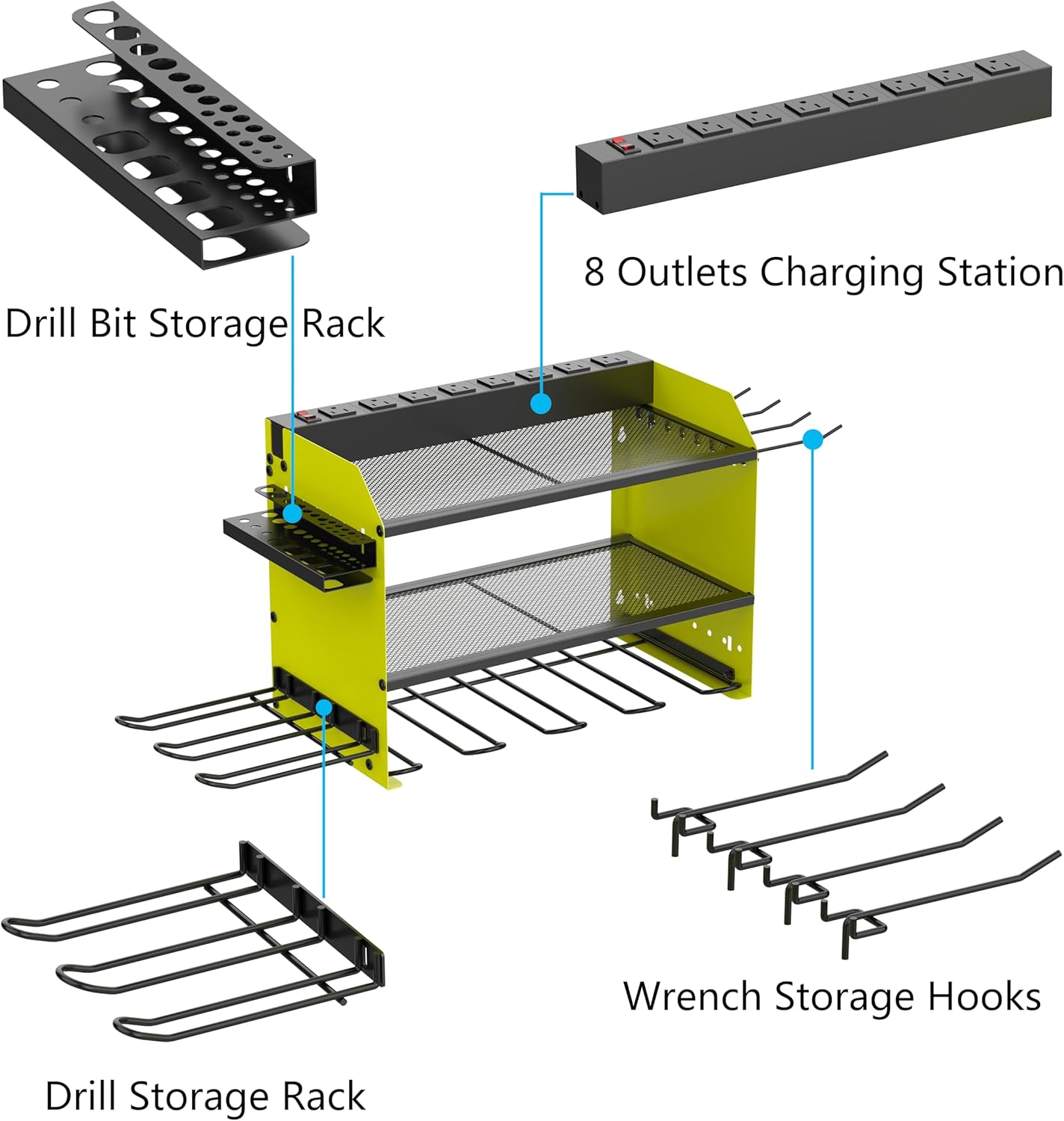 Thumbnail 2 de Wall Mount Drill Storage Rack with Charging Station
