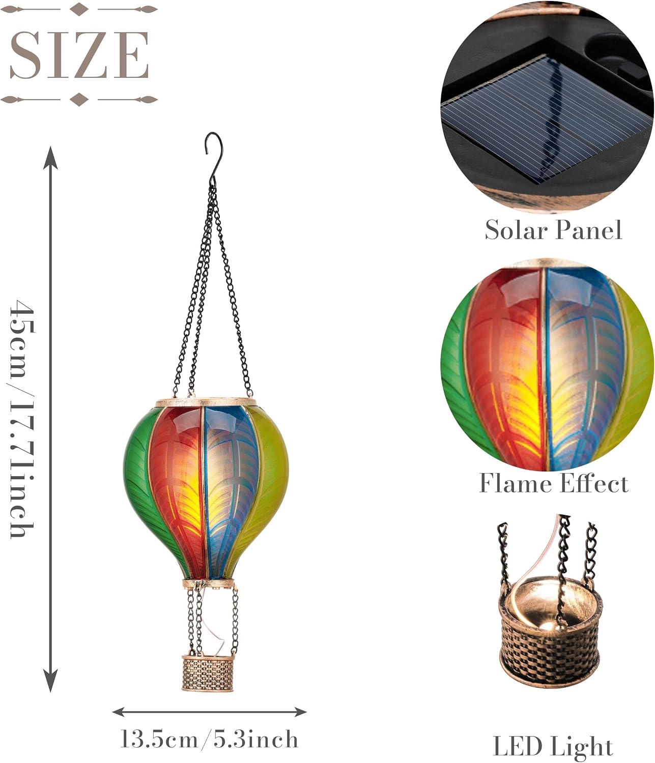 Detalle de TERESA'S COLLECTIONS Garden Ornaments Outdoor, 45cm Realistic Flame Solar Balloon Lantern