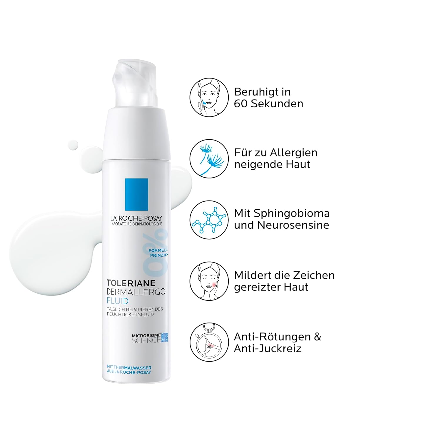 Detalle de La Roche-Posay Toleriane Dermallergo regenerierendes Gesichtsfluid für empfindliche, zu Allergien neigende Haut (40 ml)